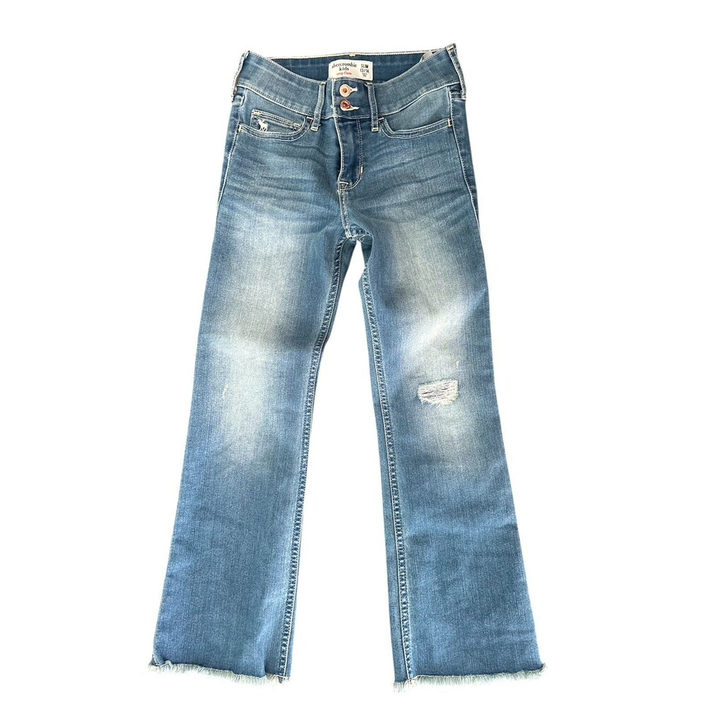 Abercrombie Kids Cropped Flare Slim Fit Medium Wash Size 13/14 NEW